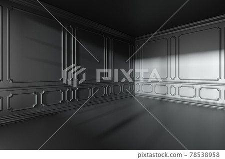 Black empty room with classic style decor on walls. Black empty room with classic style decor on walls. 78538958