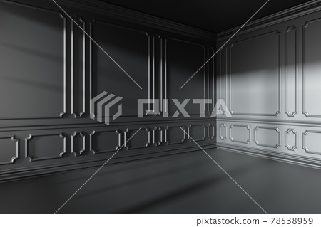 Black empty room with classic style decoration on walls Black empty room with classic style decoration on walls 78538959