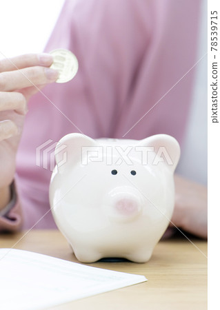 Savings, savings, piggy bank, piggy bank, person, woman Savings, savings, piggy bank, piggy bank, person, woman 78539715