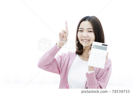 Calculator, calculator, woman, pointing Calculator, calculator, woman, pointing 78539733