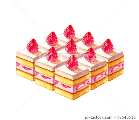 Strawberry shortcake for a party [hand-drawn watercolor painting] 78540518