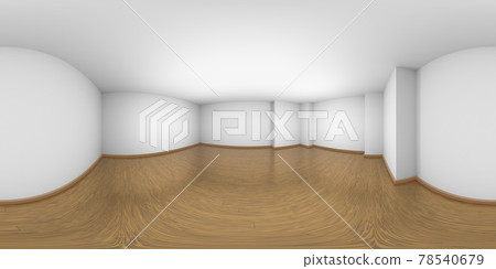 White empty room with parquet floor, HDRI map 78540679