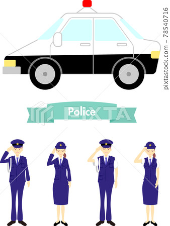Police officer and police car illustration set Police officer and police car illustration set 78540716