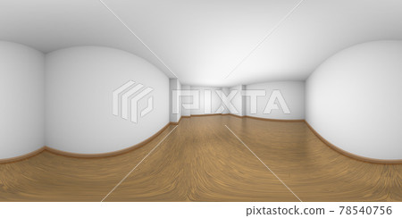 Empty white room with parquet floor HDRI map 78540756