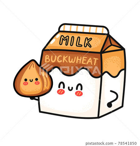 Cute funny buckwheat milk box hold groat.... - Stock Illustration  [78541850] - PIXTA