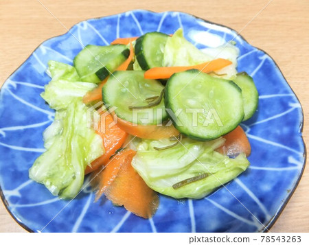 Lightly pickled cucumber, cabbage and carrot Lightly pickled cucumber, cabbage and carrot 78543263