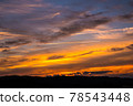 A contrail across the sunset 78543448