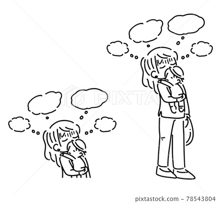 Housewife, child-rearing, worries, monochrome 78543804