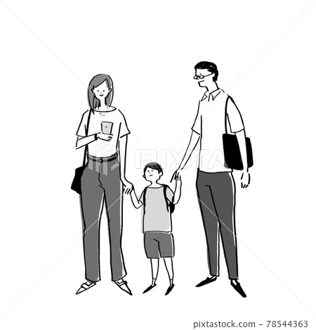 Family B holding hands (father, mother, boy) 78544363