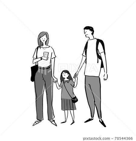 Family C holding hands (father, mother, daughter) 78544366