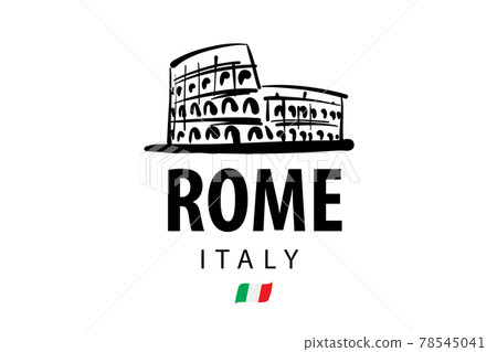 Vector drawing of the Colosseum in Rome on a white background 78545041
