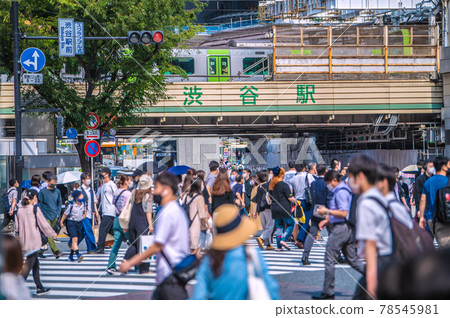 Tokyo cityscape in Japan: Shibuya is crowded with people in June... no different from before the coronavirus pandemic... = June 11th 78545981