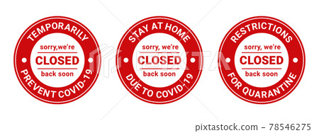 Information warning sign Sorry, We are closed. Banner, label. Information warning sign in public places. Vector illustration 78546275