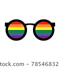 sunglasses with LGBT gay rainbow lenses isolated on white background. 78546832