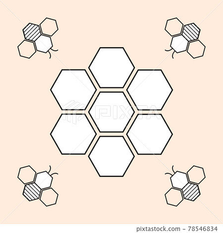 Vector illustration of bee and honeycomb on white background 78546834