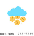 simple vector illustration of coins with dollar sign falling from cloud 78546836