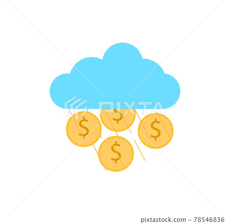 simple vector illustration of coins with dollar sign falling from cloud simple vector illustration of coins with dollar sign falling from cloud 78546836