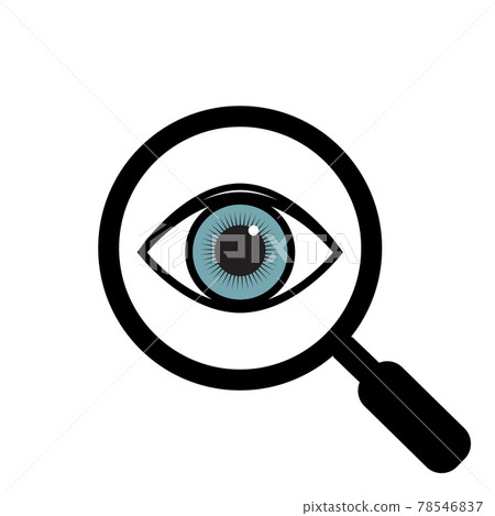 Simple vector illustration of an eye icon with the magnifying glass. 78546837