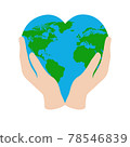 vector illustration of a hands holding a heart-shaped earth isolated on a white . 78546839
