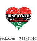 vector illustration of a grunge heart with Juneteenth flag inside.  Freedom Day, Jubilee Day, Liberation Day, Emancipation Day 78546840