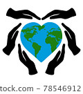 black hands holding a heart-shaped earth isolated on a white 78546912