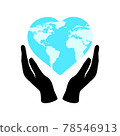 vector illustration of a hands holding a heart-shaped earth isolated on a white . caring for the environment, love for the planet, respect for nature. Banner of the world Earth day 78546913