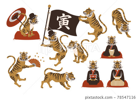 線描老虎向量圖素材集 78547116