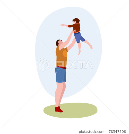 Dad Throws Up Baby vector illustration from family collection. Flat cartoon illustration isolated on white Dad Throws Up Baby vector illustration from family collection. Flat cartoon illustration isolated on white 78547308