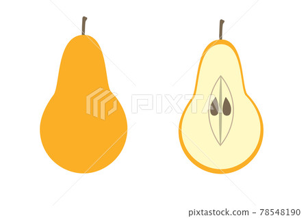 Whole pear and a piece of pear on an isolated background. Flat vector illustration. 78548190