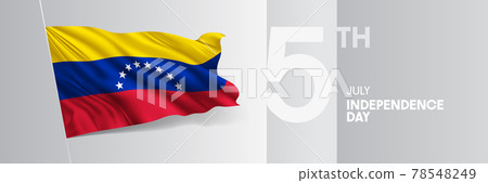 Venezuela happy independence day greeting card, banner vector illustration 78548249