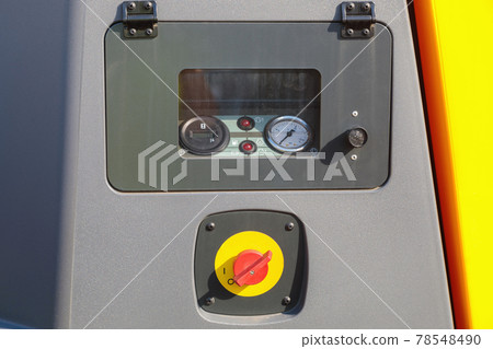 Pressure gauge measuring instruments on air compressor control panel 78548490