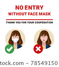 Do not enter without a face mask. Stop coronavirus (COVID-19). Vector 78549150