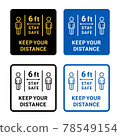 Keep Your Distance 6 ft or 6 Feet. Social Distancing Instruction. Coronavirus concept vector. 78549154