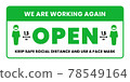 We are working again. welcome back. Keep social distance and use face mask. Coronavirus pandemic.Vector. 78549164