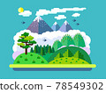 Flat landscape with mountains and forest  78549302