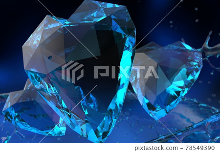 3d render illustration of crystal hearts jems flying. 78549390