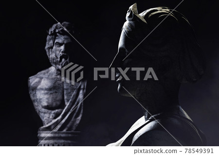 3d render illustration antique greek sculptures profile view. 3d render illustration antique greek sculptures profile view. 78549391