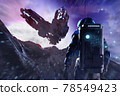 3d render illustration of astronaut in suit on planet. 78549423