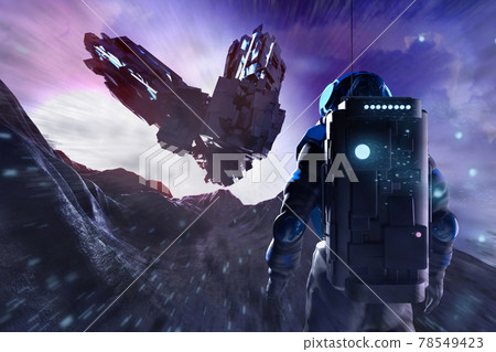 3d render illustration of astronaut in suit on planet. 3d render illustration of astronaut in suit on planet. 78549423