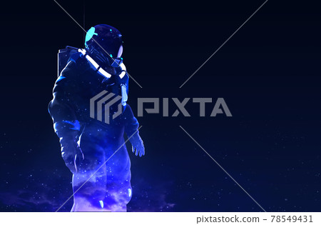 3d render illustration of double exposure astronaut in suit on planet. 3d render illustration of double exposure astronaut in suit on planet. 78549431