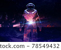 3d render illustration of double exposure astronaut in suit on planet. 78549432