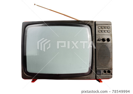 Isolted black and orange soviet  tv set on white background. 78549994