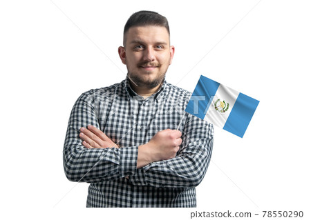 White guy holding a flag of Guatemala smiling confident with crossed arms isolated on a white background White guy holding a flag of Guatemala smiling confident with crossed arms isolated on a white background 78550290