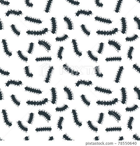 A lot of caterpillar larvae, insect icons on white, seamless pattern 78550640