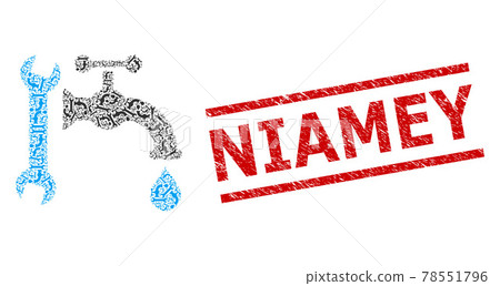 Plumbing Recursive Composition of Plumbing Icons and Textured Niamey Seal 78551796