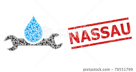 Plumbing Fractal Mosaic of Plumbing Icons and Grunge Nassau Seal 78551799