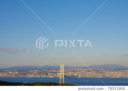 Akashi Kaikyo Bridge seen from the Kaikyo Observatory on Awaji Island, Hyogo Prefecture Akashi Kaikyo Bridge seen from the Kaikyo Observatory on Awaji Island, Hyogo Prefecture 78551908