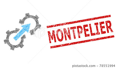 Gear Integration Recursion Mosaic of Gear Integration Items and Grunge Montpelier Stamp 78551994