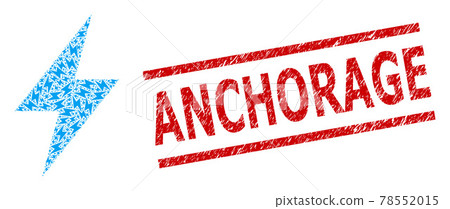 Electric Strike Recursion Collage of Electric Strike Icons and Scratched Anchorage Seal Stamp Electric Strike Recursion Collage of Electric Strike Icons and Scratched Anchorage Seal Stamp 78552015