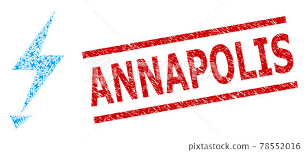 Electric Strike Recursion Collage of Electric Strike Icons and Distress Annapolis Stamp 78552016